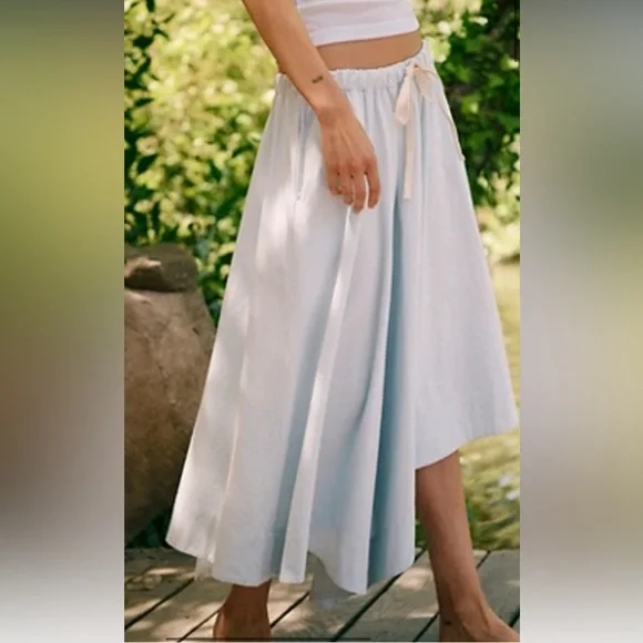 FREE PEOPLE COASTAL EASE ASYMMETRICAL SKIRT SIZE L MSRP $68.00 NWT - Picture 3 of 12